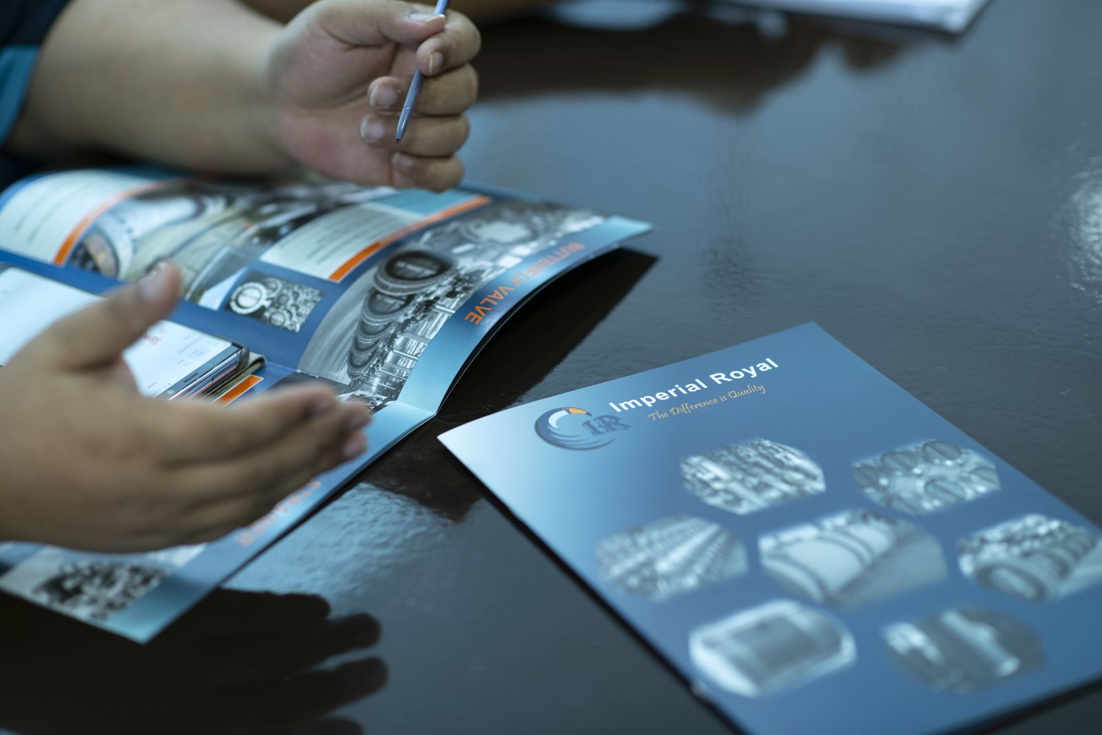 Imperial Royal product brochure on the desk