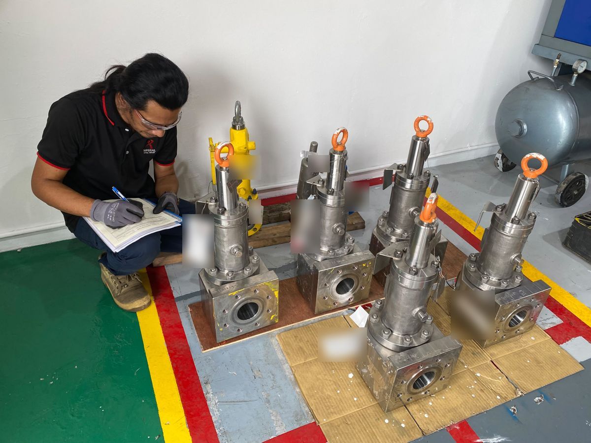 Safety relief valves being checked and recorded before testing